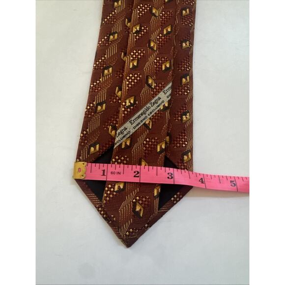 VINTAGE Ermenegildo Zegna Tie 100% Silk ITALY Made Necktie Business GEOMETRIC - Picture 6 of 9